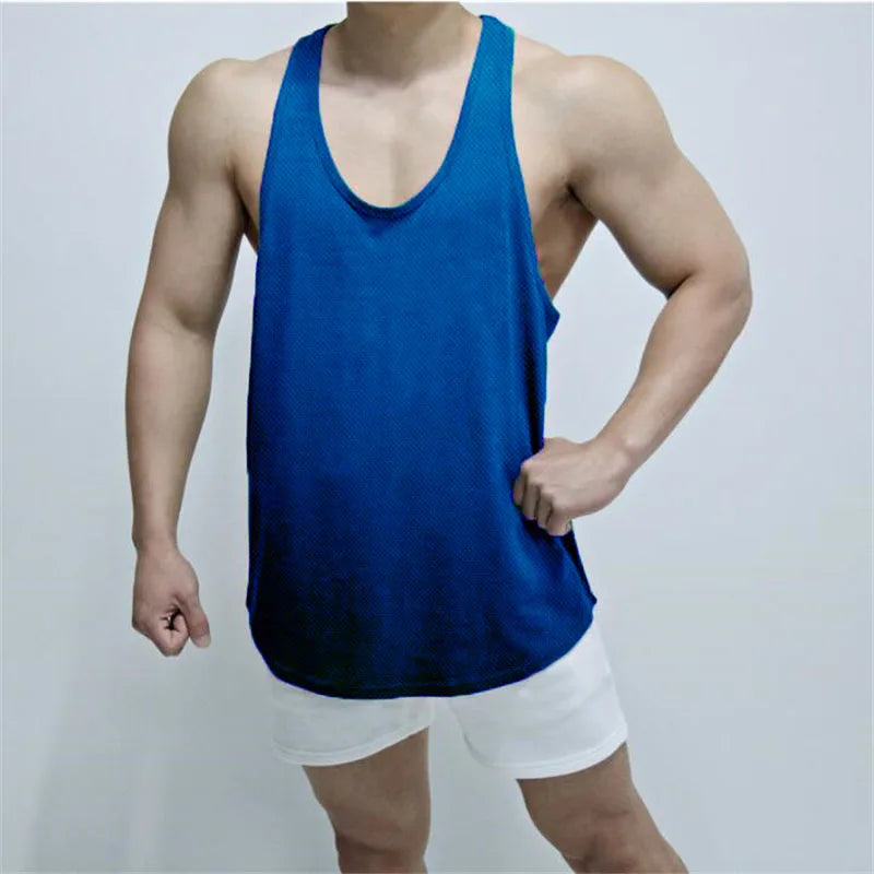 Summer Gym Vest Men Clothing Quick Dry Sleeveless Shirt Mesh Fitness Mens Tank Top Bodybuilding Stringer Tanktop Workout Singlet