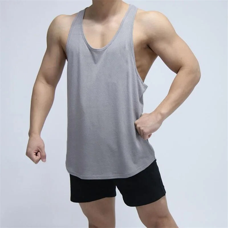 Summer Gym Vest Men Clothing Quick Dry Sleeveless Shirt Mesh Fitness Mens Tank Top Bodybuilding Stringer Tanktop Workout Singlet