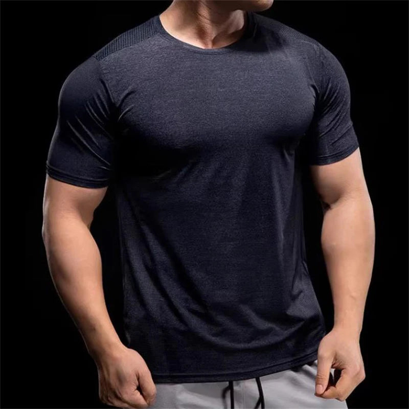 Men Sports T-Shirt Summer Fitness Workout Skinny Short Sleeve Shirts Quick Dry T-shirts Breathable Running Tees Male Sport Wear