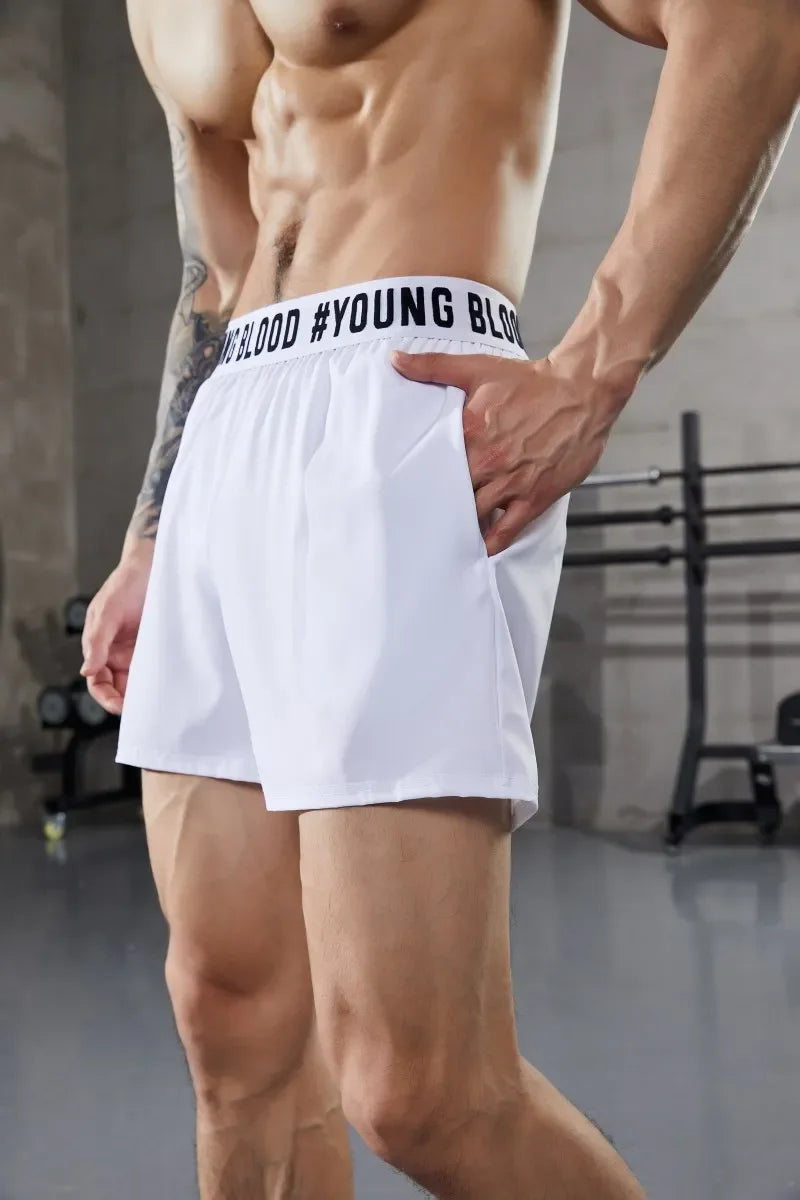 Summer Man Running Shorts Quick-dry Training Gym Fitness Elastic Waist Sports Waistband Brand Printing Fashion Exercise Shorts