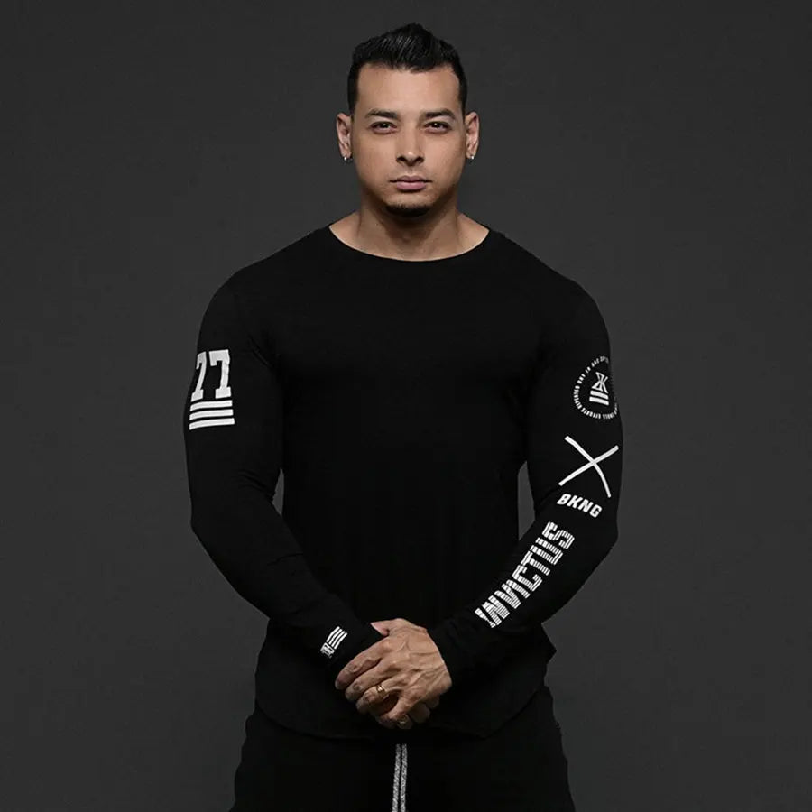 Gym Fitness Quick Dry Shirt Men Running Sport Long Sleeves T-shirt Trackwear Tee Tops Autumn Male Bodybuilding Training Clothing