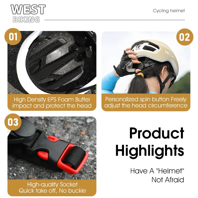 WEST BIKING Ultralight Cycling Helmets New Bicycle Helmet for Men Women Racing Bike Equipments MTB Helmet Safety Cycling Cap