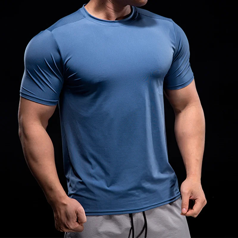 Men Sports T-Shirt Summer Fitness Workout Skinny Short Sleeve Shirts Quick Dry T-shirts Breathable Running Tees Male Sport Wear