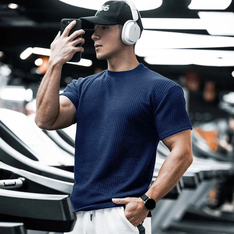 Summer Male t-Shirts Casual o-Neck Tops Breathable Short Sleeve t-Shirt For Men Soild Blouse Sport Tees Man Clothing Streetwear